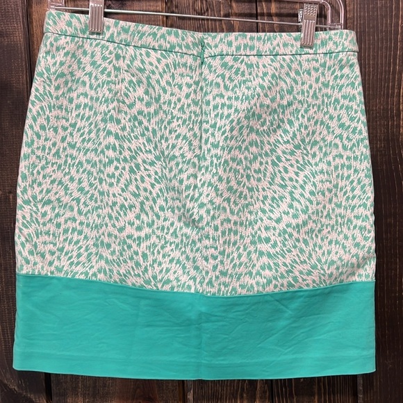 Michael Kors Mini Skirt 4 Vtg Colorblock Animal Print Green Pencil Office 90's - Picture 4 of 7